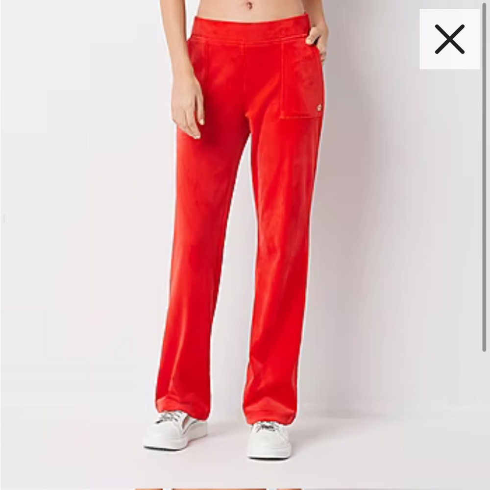 Juicy couture mid rise red velour pull on pants